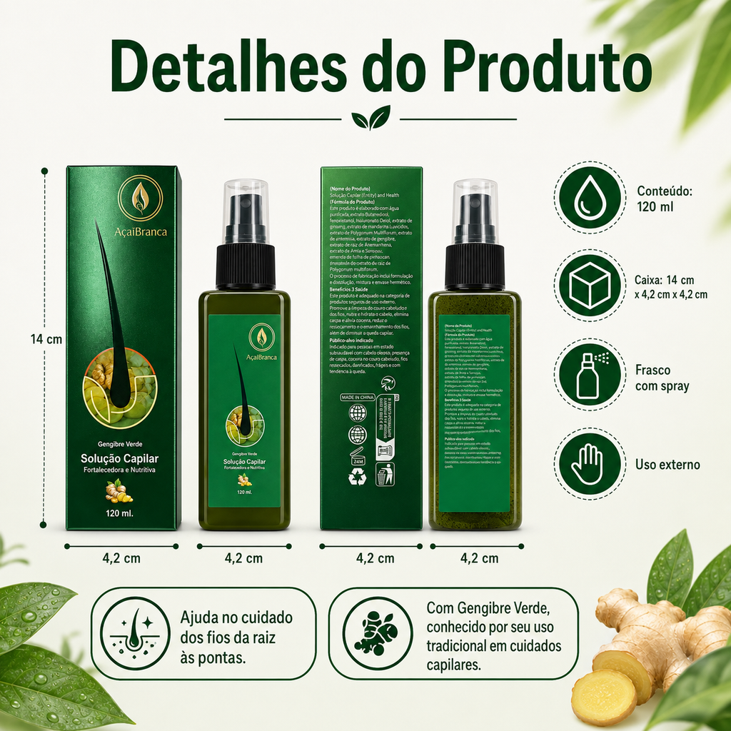 AçaiBranca Gengibre Verde Hair Growth Solution