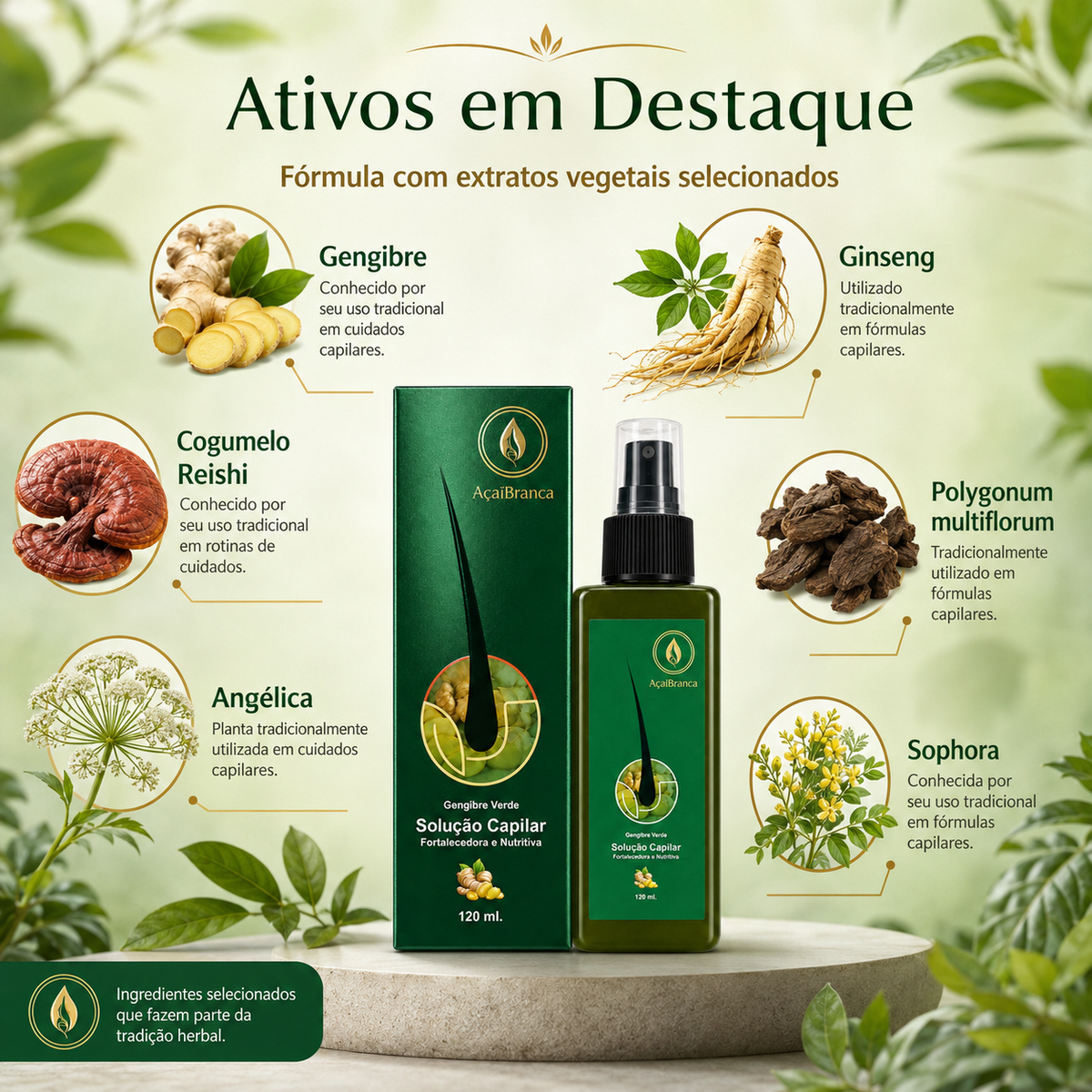 AçaiBranca Gengibre Verde Hair Growth Solution