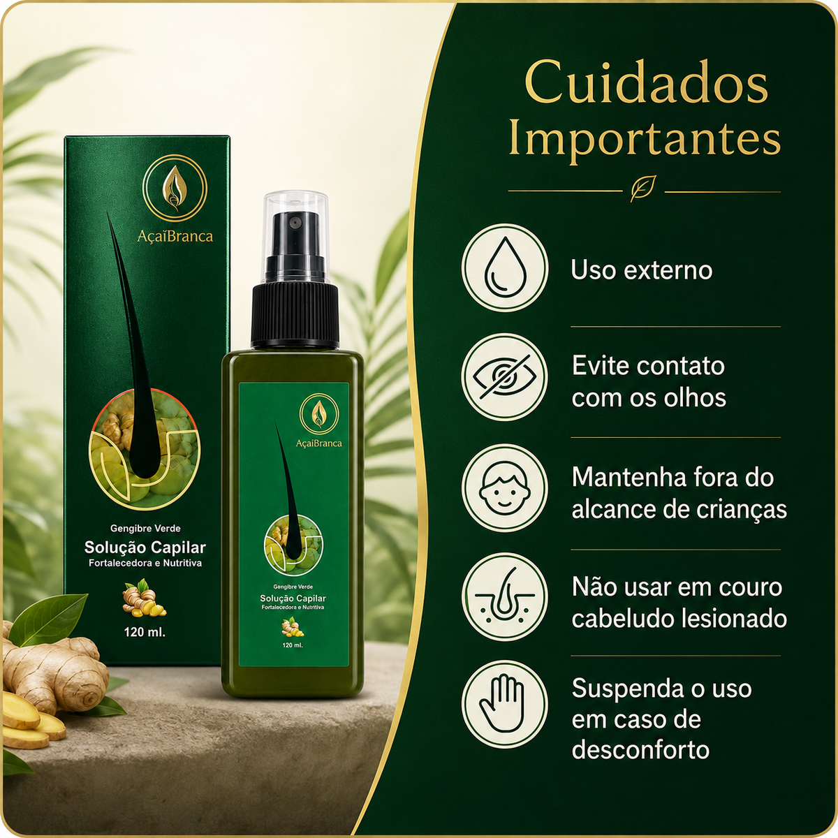 AçaiBranca Gengibre Verde Hair Growth Solution